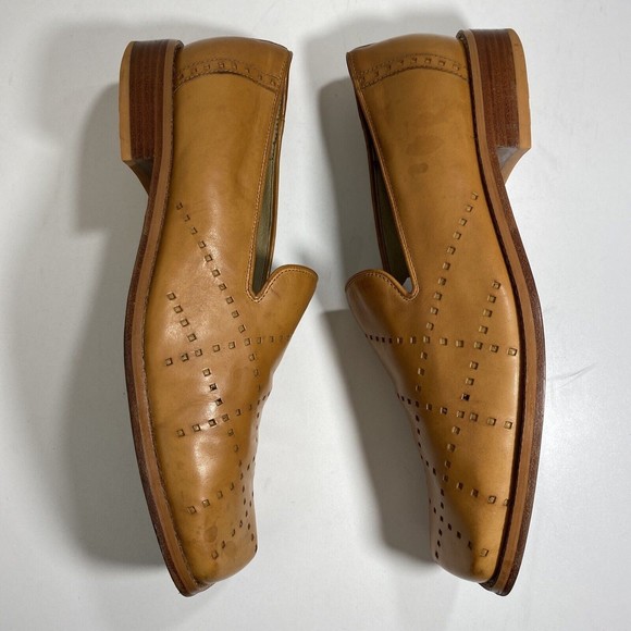 GIORGIO BRUTINI Mens 10 Loafers Private Collection Tan Leather Square Toe - Picture 7 of 12